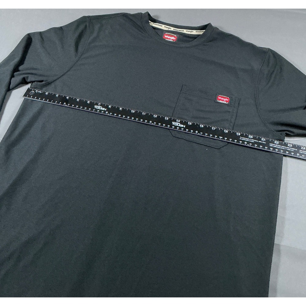 Wrangler Workwear Mens Black Performance LS Pen Pocket Tee Relaxed Fit L WW55145 - Picture 3 of 12